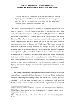 Germany and the significance of the 1916 Battle of the Somme The