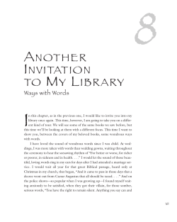 Another Invitation to My Library: Ways With Words