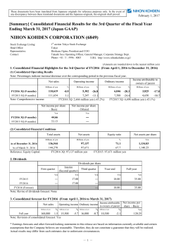 Consolidated Financial Results for FY2016 Q3