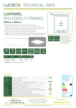 1200x300mm LuxPanel Edgelit Framed IP65 data sheet
