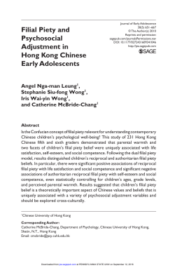 Filial Piety and Psychosocial Adjustment in Hong Kong