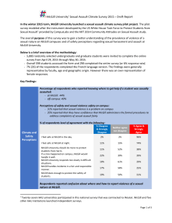 McGill University` Sexual Assault Climate Survey 2015 &ndash; Draft Report