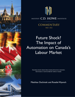 Future Shock? The Impact of Automation on Canada`s Labour Market