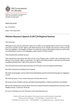 313/2017 - Minister Bossano`s Speech at UN C24 Regional Seminar