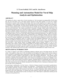 Manning and Automation Model for Naval Ship