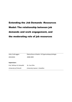 Extending the Job Demands -Resources Model: The relationship