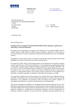 Application of Materiality to Financial Statements