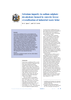 Selenium impurity in sodium sulphate decahydrate formed by