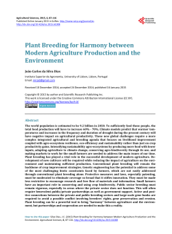 Plant Breeding for Harmony between Modern Agriculture Production
