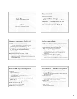 Memory management for DBMS Buffer manager basics