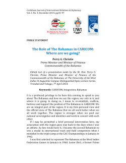 The Role of The Bahamas in CAR Where are we going? f The