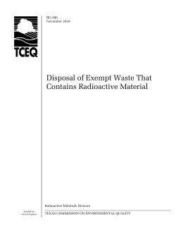 Disposal of Exempt Waste That Contains Radioactive Material