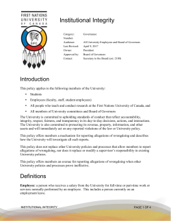 Institutional Integrity - First Nations University of Canada