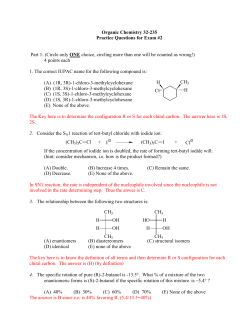 Organic Chemistry 32-235 Practice Questions for Exam #2 Part 1