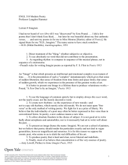 Handout 6: Imagism