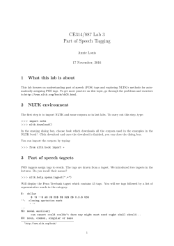 CE314/887 Lab 3 Part of Speech Tagging