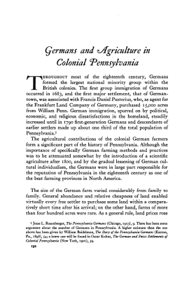 Germans and Agriculture in Colonial Pennsylvania