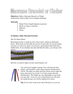 Objectives: Make a Macrame Bracelet or Choker (Instructions found