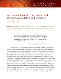 An Unusual Interest: Universalism and Revivalism, Assimilation and