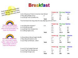 Protein (g) Phe (mg) Calories Protein (g) Phe (mg) Calories Protein