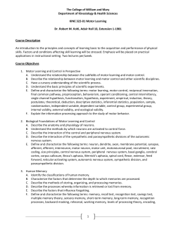 322. Motor Learning - College of William and Mary