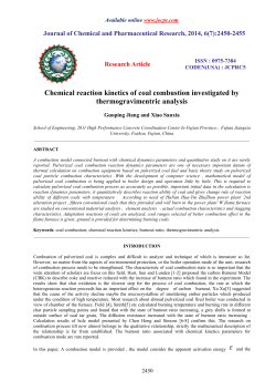 Chemical reaction kinetics of coal combustion investigated by