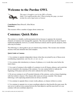 Comma Quick Rules