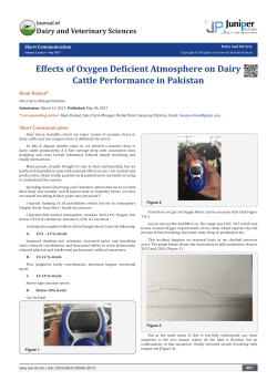 Effects of Oxygen Deficient Atmosphere on Dairy Cattle Performance