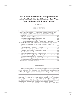 But What Does &ldquo;Substantially Limits&rdquo; Mean?