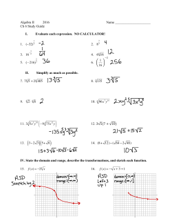 Ch 6 Study Guide I. Evaluate each expression. NO CALCULATOR! 1.