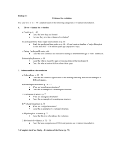 Biology 11 Evidence for evolution Use your text p. 61 &ndash; 73