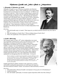 Mahatma Gandhi and India`s Path to Independence