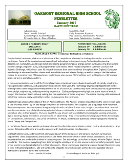 January 2017 Principal`s Newsletter