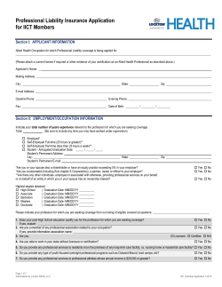 Professional Liability Insurance Application for