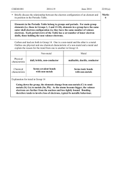 CHEM1001 2014-J-9 June 2014 22/01(a) &bull; Briefly discuss the