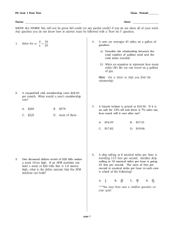 PA Unit 1 Post Test Class Period - Problem