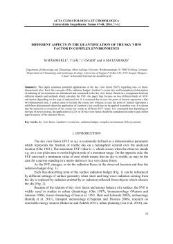 DIFFERENT ASPECTS IN THE QUANTIFICATION OF THE SKY