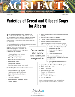 Varieties of Cereal and Oilseed Crops for Alberta 2017 (Agdex 100