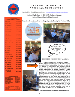 october 2016 newsletter - National Campers on Mission
