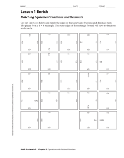 Lesson 1 Enrich Matching Equivalent Fractions and Decimals