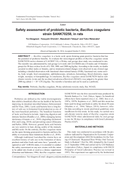 Safety assessment of probiotic bacteria, Bacillus coagulans strain