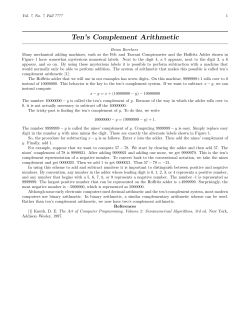 Ten`s Complement Arithmetic