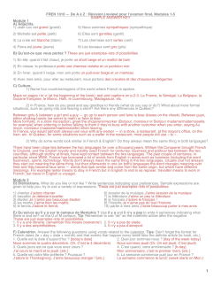 2014 ANSWER KEY FREN 1010 R&eacute;vision finale