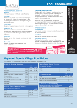 gym POOL PROGRAMME Heywood Sports Village Pool Prices