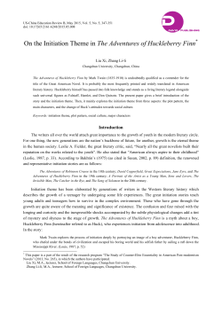 On the Initiation Theme in The Adventures of Huckleberry Finn*