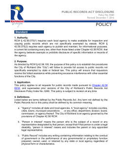 Public Records Act Disclosure Policy