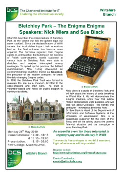 Bletchley Park &ndash; The Enigma Enigma Speakers: Nick Miers and Sue