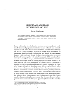 ARMENIA AND ARMENIANS BETWEEN EAST AND WEST