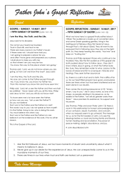 Fr John`s Gospel Reflection &ndash; Fifth Sunday of Easter 14.05.17