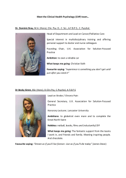 Meet the Clinical Health Psychology